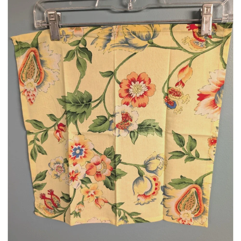 April Cornell Yellow Floral Napkins Set of 12 Orange Green Blue Older Pattern